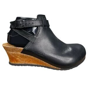 Papillio By Birkenstock Esra Black Leather Wedge Clog Unisex Size M 5 W 7